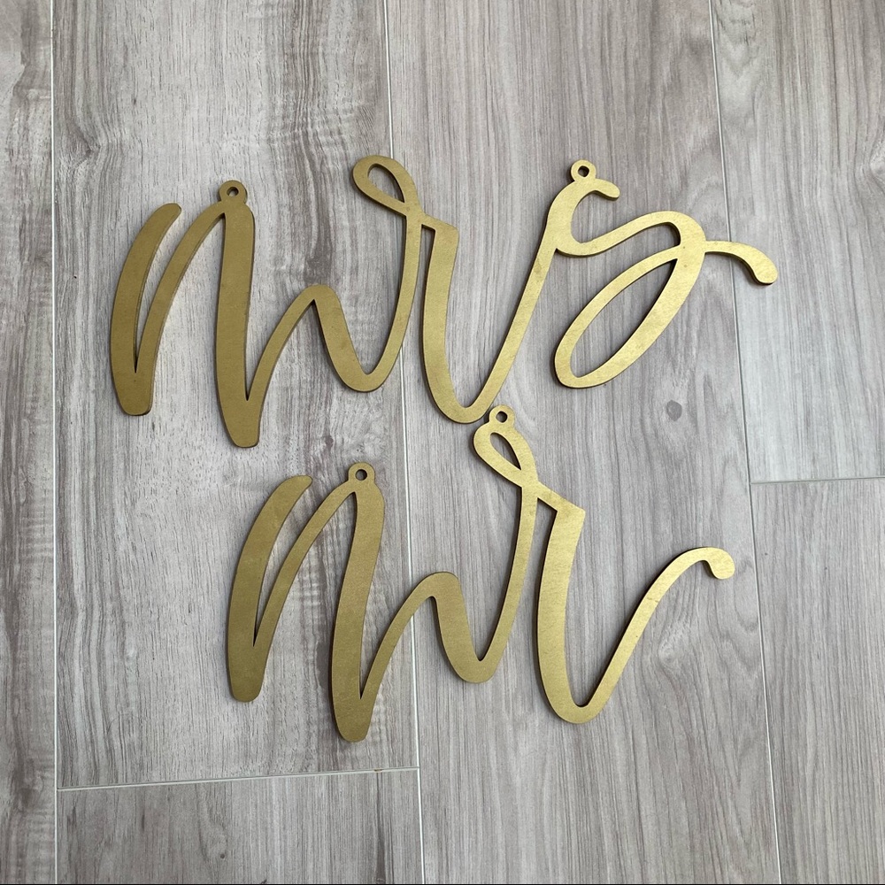 Mr and Mrs Gold Calligraphy Cut Outs